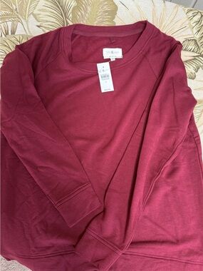 NWT Lou & Grey Deep Berry Crewneck Top S